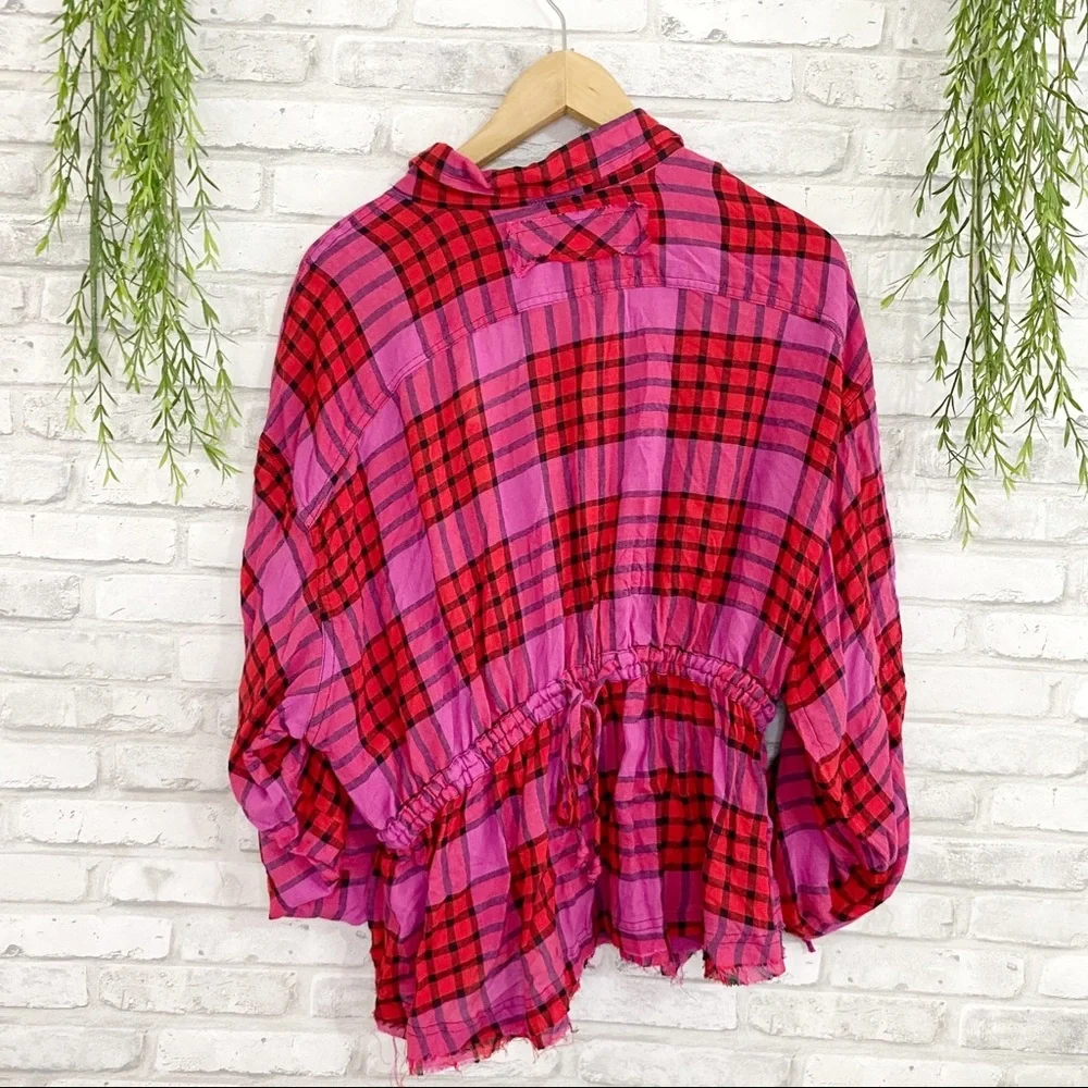 NWT Free People Pacific Dawn Plaid Button Up Tunic